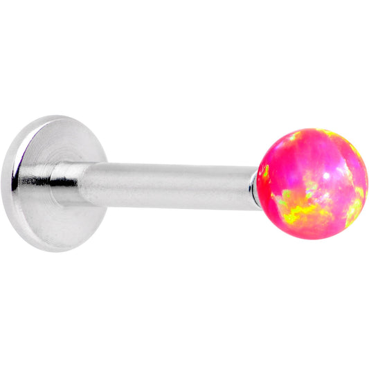 5/16 Pink Faux Opal 3mm Ball Internally Threaded Labret Monroe