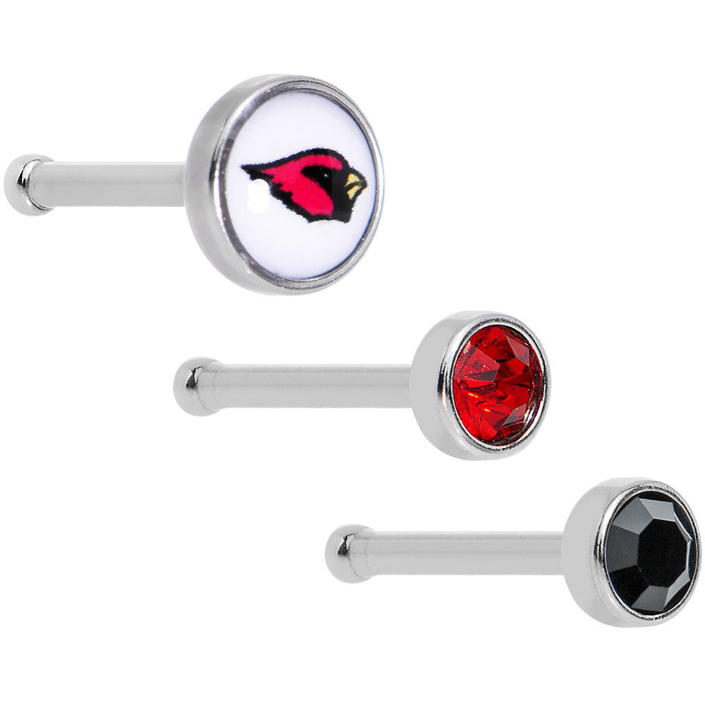 20 Gauge Licensed NFL Arizona Cardinals Logo Nose Bone 3 Pack Set