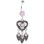 Pink Faux Opal Have a Heart Dreamcatcher Dangle Belly Ring