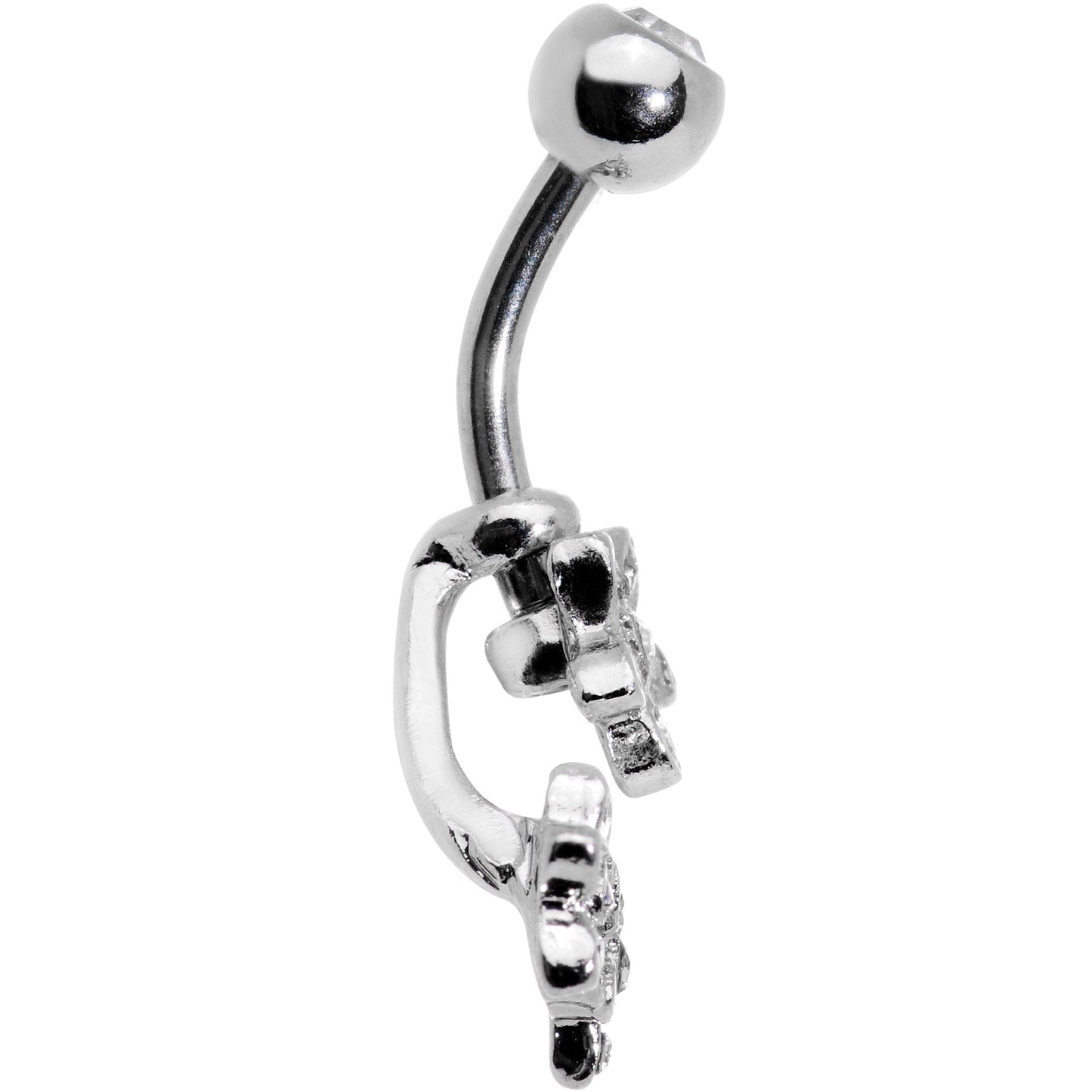 Clear Gem Field of Flowers Dangle Belly Ring