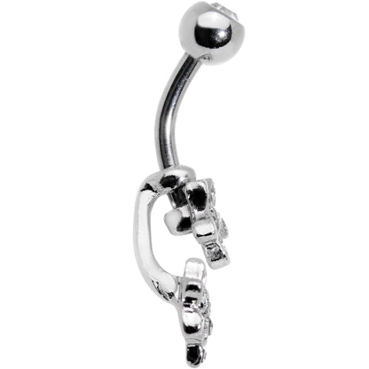 Clear Gem Field of Flowers Dangle Belly Ring