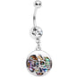 Clear Gem Cosmic Iridescent Inlay Octopus Dangle Belly Ring