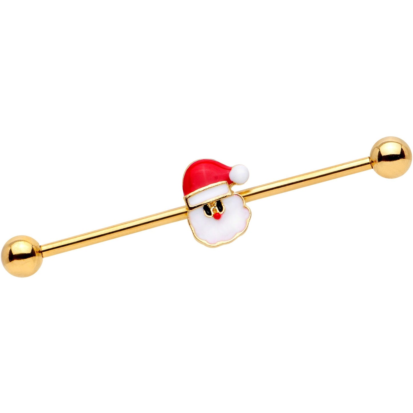 Gold PVD Santa Claus is Here Christmas Industrial Barbell 38mm