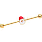 Gold PVD Santa Claus is Here Christmas Industrial Barbell 38mm