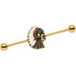 14 Gauge Gold PVD Warrior Chief Industrial Barbell 38mm