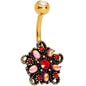 Red White Gem Gold Plated Holiday Brooch Belly Ring