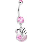 Pink Gem Sophisticated Swan Dangle Belly Ring