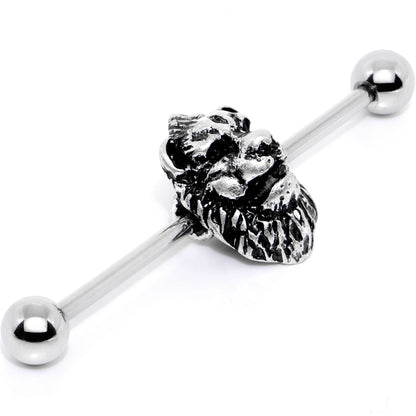 14 Gauge Fearsome Roaring Lion Charm Industrial Barbell 38mm