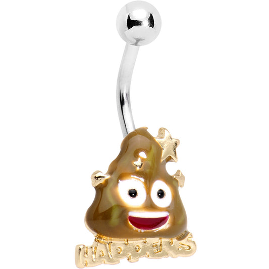 Officially Licensed Shit Happens Poop emoji Belly Ring