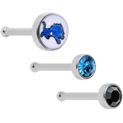 20 Gauge Licensed NFL Detroit Lions Logo Nose Bone 3 Pack Set