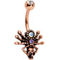 Purple Aurora Gem Rose Gold Tone Anodized Skull Spider Belly Ring