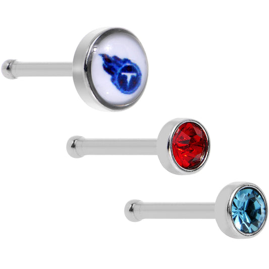 20 Gauge Licensed NFL Tennessee Titans Logo Nose Bone 3 Pack Set