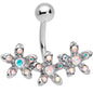 Aurora Gem Triple Flower Belly Ring