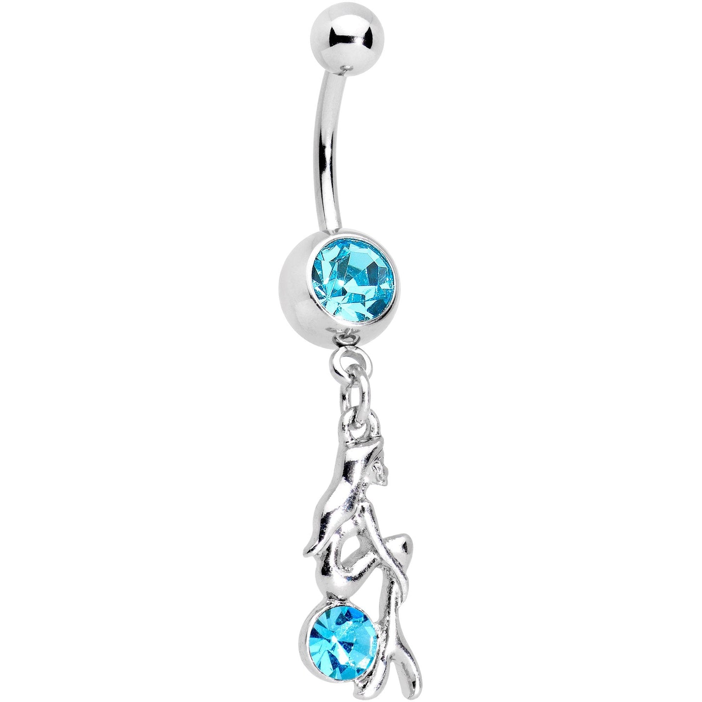 Aqua Gem Cannonball Mermaid Belly Ring