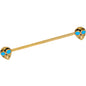 Gold Tone Anodized Blue Eyed Aliens Industrial Barbell 38mm