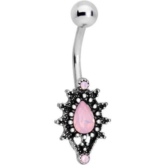 Pink Gem Teardrop Splash Cameo Belly Ring