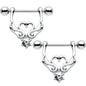 9/16 Clear Gem Kissing Swans Heart Dangle Nipple Shield Set