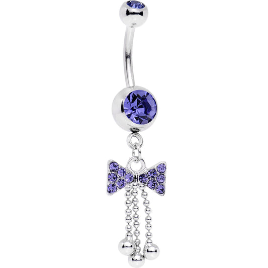 Purple Gem Bashful Bow Tie Dangle Belly Ring