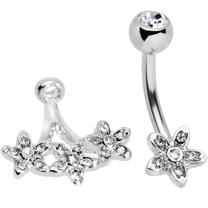 Clear Gem Field of Flowers Dangle Belly Ring