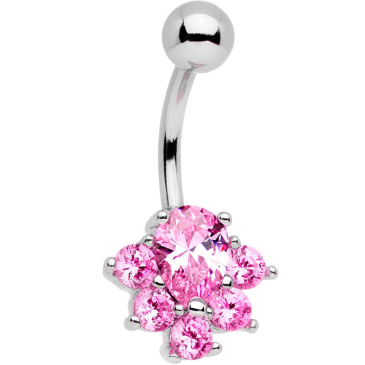 Pink Gem Bursting With Brilliance Belly Ring