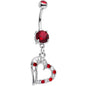 Red Gem Love Inscribed Titled Heart Dangle Belly Ring