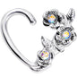 16 Gauge 1/4 Aurora Gem Bounty of Flowers Left Heart Closure Ring
